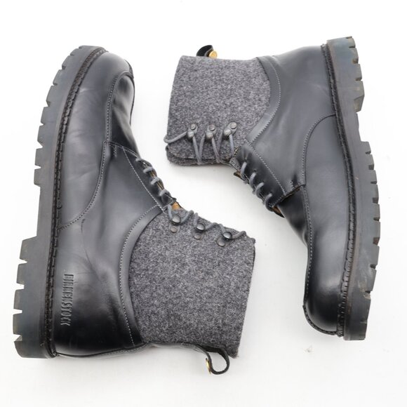 Birkenstock Timmins Men's Size EU 45 US 12 High Black Leather Boots Boiled Wool - Picture 8 of 13